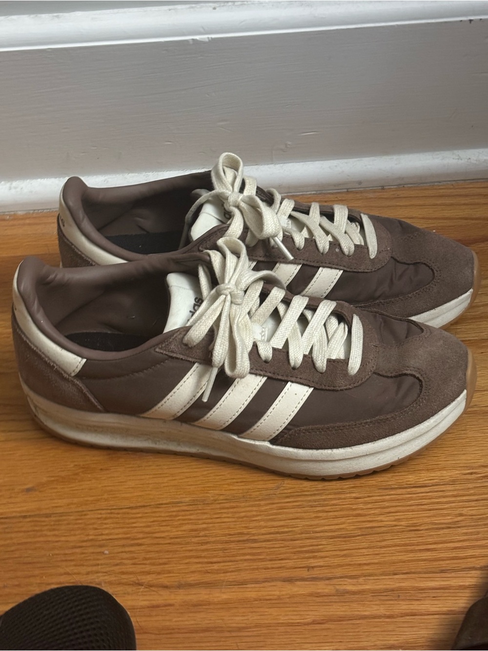 Brown Retro Runner Sneakers with Cream Stripes